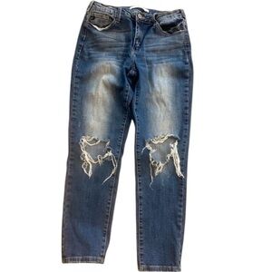 KanCan distressed straight leg mid rise jeans size 26